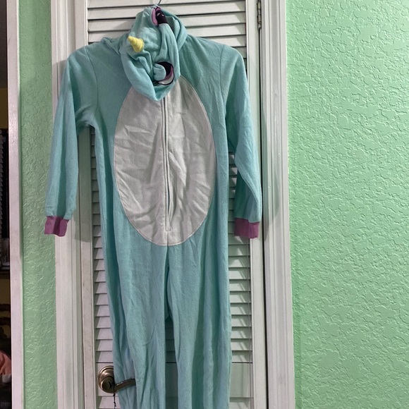 Cat & Jack Kids Girls Zip Up Onesie Unicorn Pajamas Blue and White Medium - Picture 1 of 6